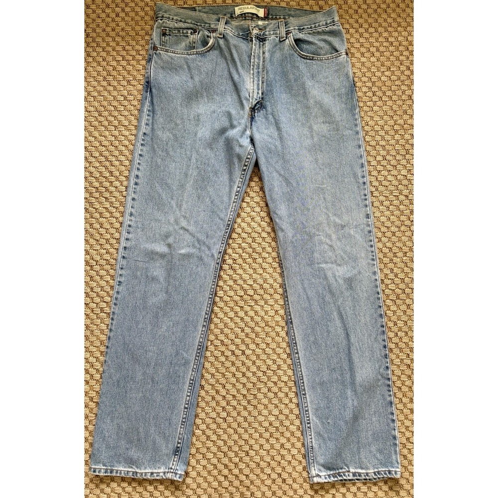 Vintage Levis 505 Regular Fit Jeans Mens 38x34 Light Wash Blue Straight Leg Y2K